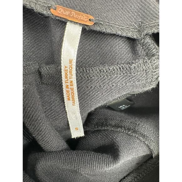 Free People Split Hem Flare Pants Womens Small Black Ponte Knit Back Zip - Picture 8 of 12